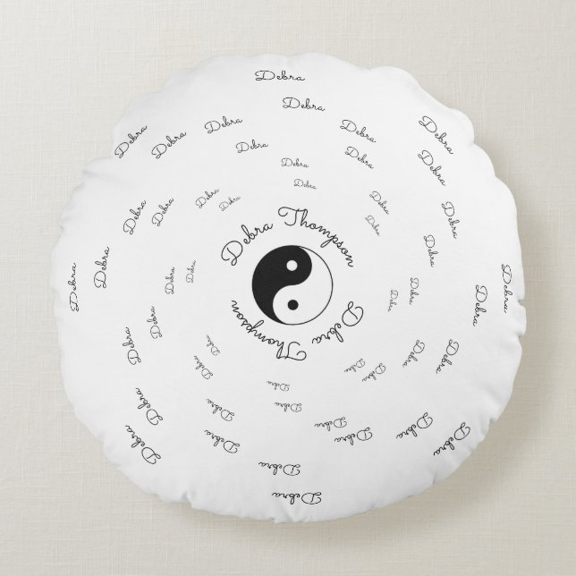 Yin Yang - name personalised circular Round Cushion (Front)