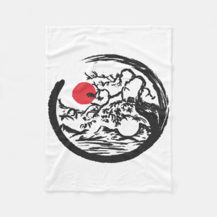 Yin Yang Natural Bonsai Tree Qi Gong Yoga Tai Chi Fleece Blanket