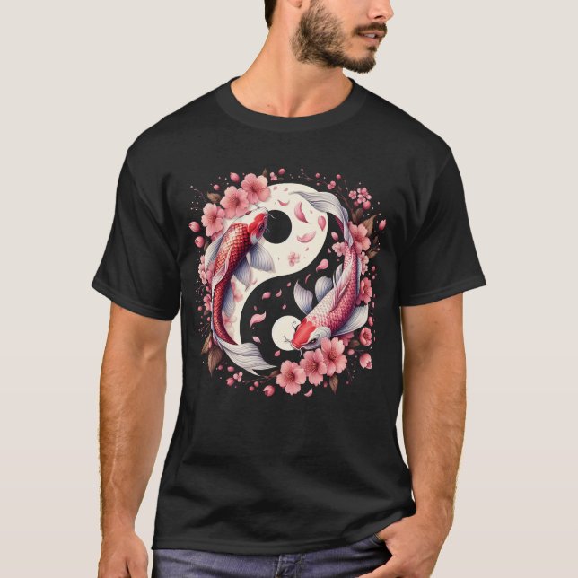 Yin Yang Nishikigoi Carp Fish Nishikigoi Cherry T-Shirt (Front)