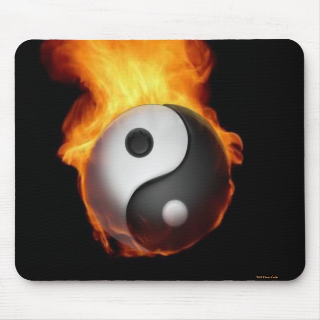 Yin Yang on Fire Mousepad (Front)