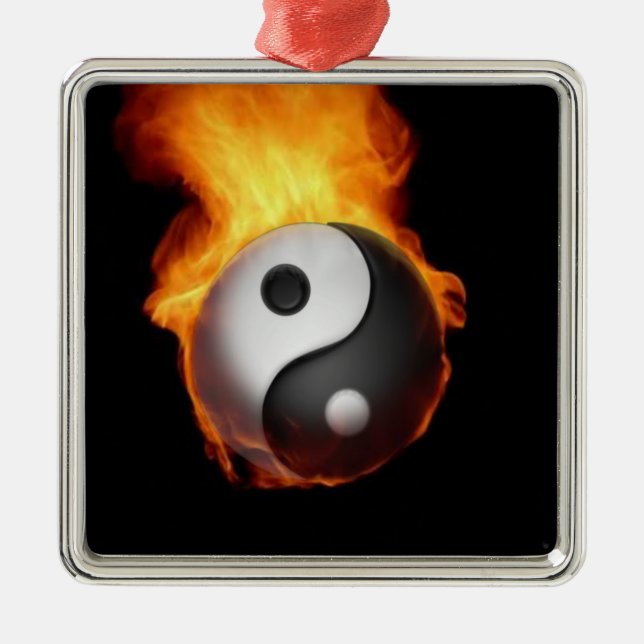 Yin Yang on Fire Ornament (Front)