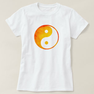 Yin Yang Orange and Yellow Watercolor Chinese T-Shirt