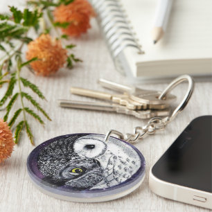 Yin Yang Owls Key Ring