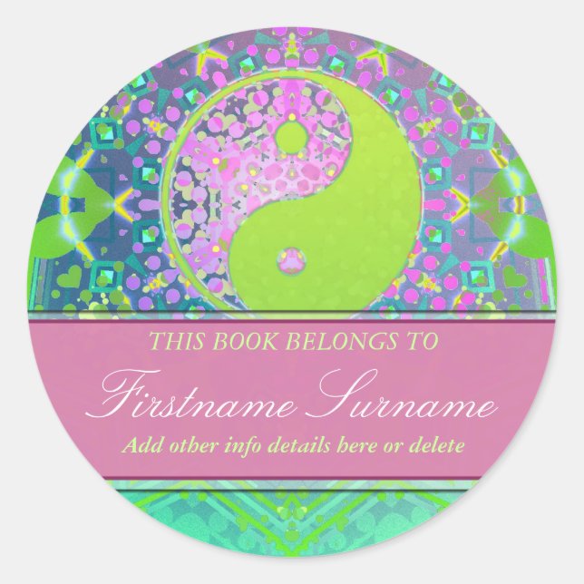 Yin Yang Pastels Bookplate Sticker (Front)