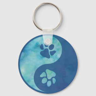 Yin Yang Paw Blue Key Ring