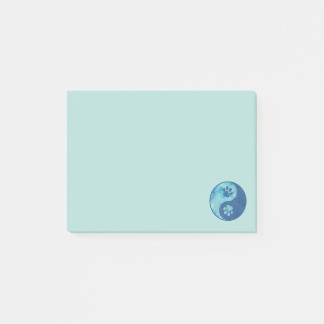 Yin Yang Paw Blue Post-it Notes (Front)