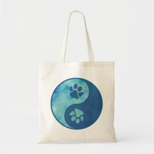 Yin Yang Paw Blue Tote Bag