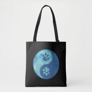 Yin Yang Paw Blue Tote Bag