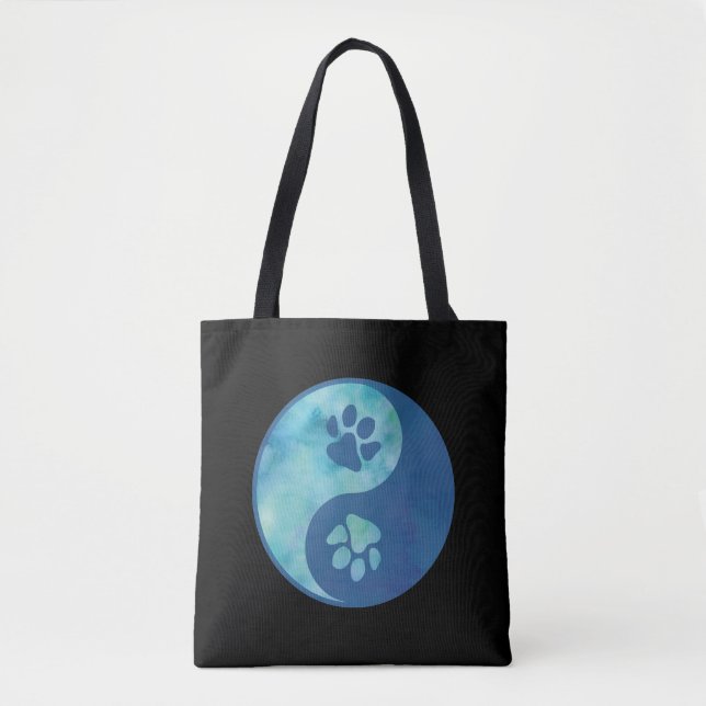 Yin Yang Paw Blue Tote Bag (Front)