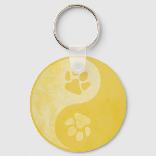 Yin Yang Paw Gold Key Ring
