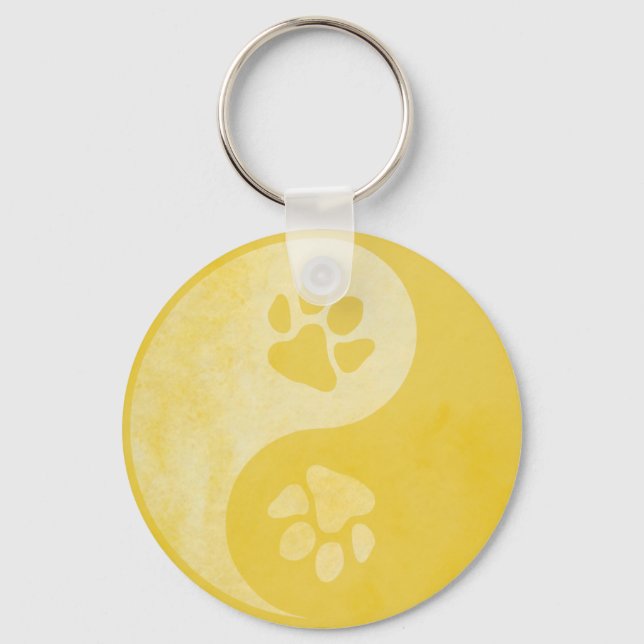 Yin Yang Paw Gold Key Ring (Front)