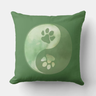 Yin Yang Paw Green Cushion