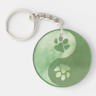Yin Yang Paw Green Keychain