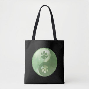 Yin Yang Paw Green Tote Bag