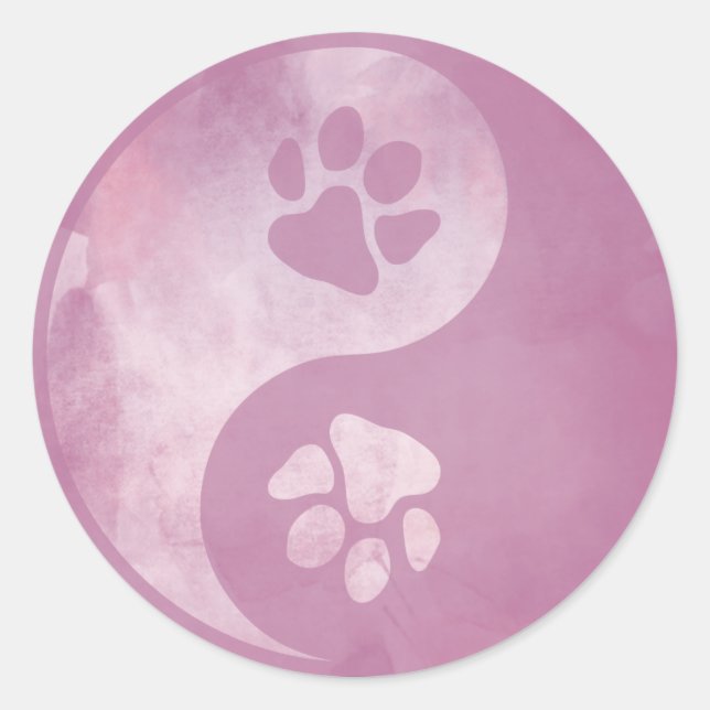 Yin Yang Paw Pink Classic Round Sticker (Front)