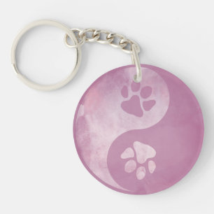 Yin Yang Paw Pink Keychain