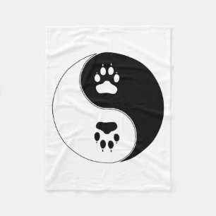 Yin Yang Paw Print Fleece Blanket