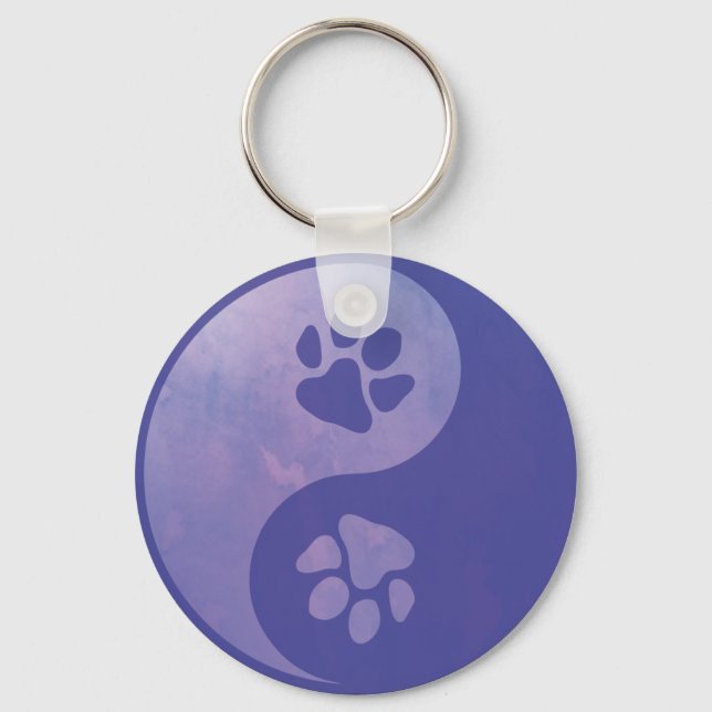 Yin Yang Paw Purple Keychain (Front)