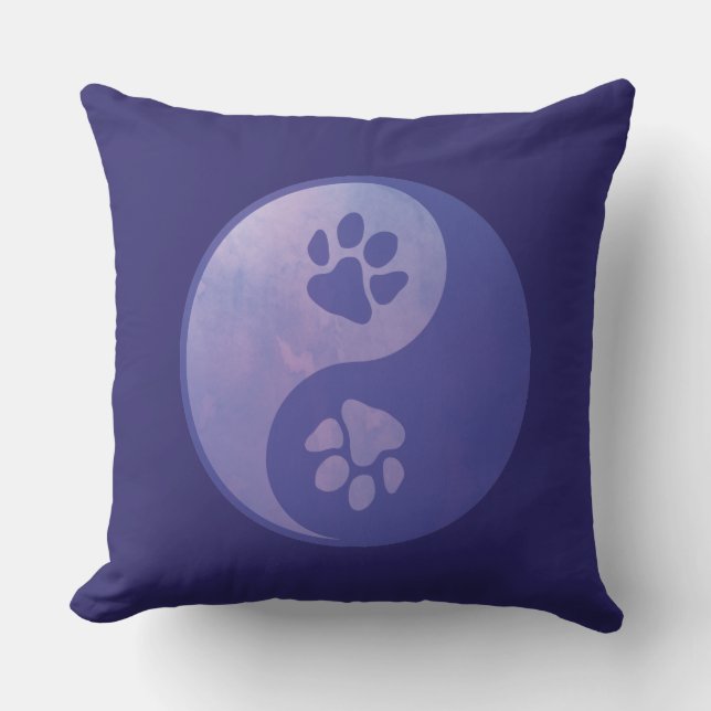 Yin Yang Paw Purple Throw Pillow (Front)