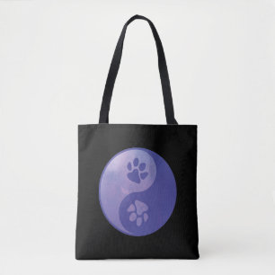 Yin Yang Paw Purple Tote Bag