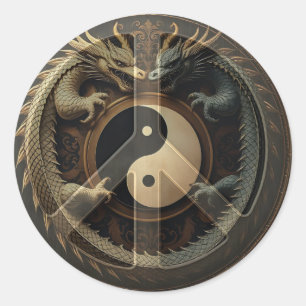 Yin Yang Peace Sign Classic Round Sticker