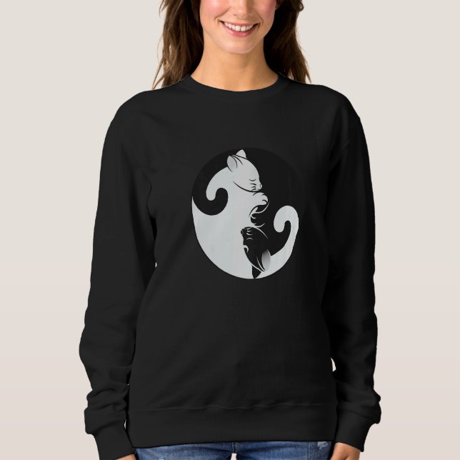 Yin Yang Peace Zen Cat Kitten Lover Interconnected Sweatshirt (Front)