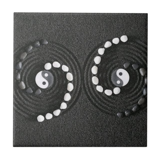 Yin Yang Pebble Spiral” Ceramic Tile (Front)