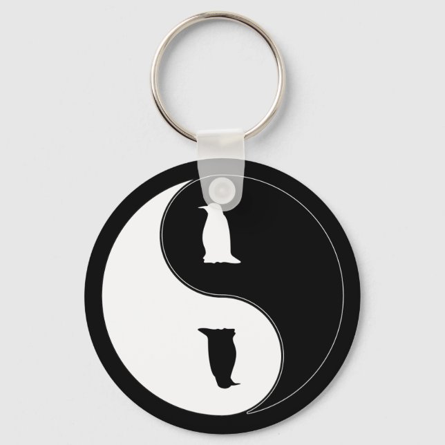 Yin Yang Penguin Key Ring (Front)