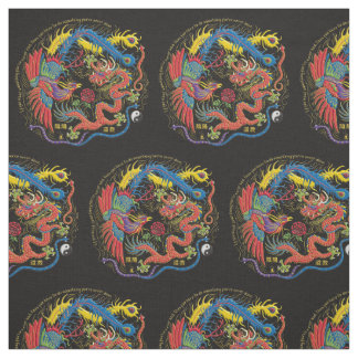 Yin Yang Phoenix and Dragon Fabric