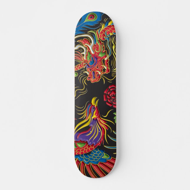 Yin Yang Phoenix and Dragon Skateboard Deck (Front)