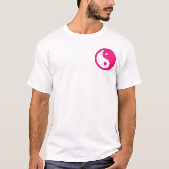 Yin-Yang, pocket, pink & white T-Shirt (Front)