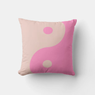 Yin Yang Print Peach And Pink Preppy Minimalistic  Cushion