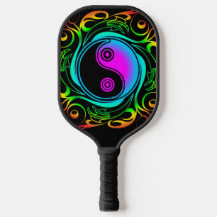 Yin Yang Psychedelic Rainbow Tattoo Pickleball Paddle