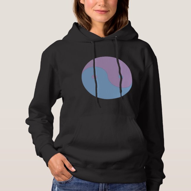 Yin Yang Purple and Blue Peace Meditation Design Hoodie (Front)