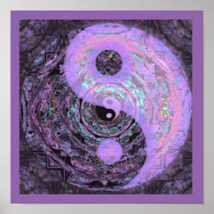 Yin Yang Purple Glow Mandala Poster