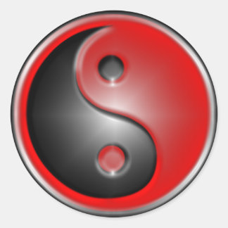 yin-yang-red classic round sticker