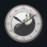 Yin Yang Rose clock<br><div class="desc">Yin Yang Rose clocks, Rose apparel, Yin Yang t-shirts, Valentine gifts by ArtMuvz Illustration.Romantic Red Rose t-shirt, apparel and rose gifts, tote bag, mug. Unique tie, heart binder, hat, mousepad. Roses t-shirt, Valentines day gifts and apparel. Get ready for Valentines Day with our festive gifts and romantic apparel! Perfect for...</div>