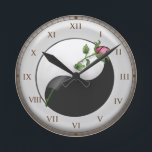 Yin Yang Rose clock<br><div class="desc">Yin Yang Rose clocks, Rose apparel, Yin Yang t-shirts, Valentine gifts by ArtMuvz Illustration.Romantic Red Rose t-shirt, apparel and rose gifts, tote bag, mug. Unique tie, heart binder, hat, mousepad. Roses t-shirt, Valentines day gifts and apparel. Get ready for Valentines Day with our festive gifts and romantic apparel! Perfect for...</div>