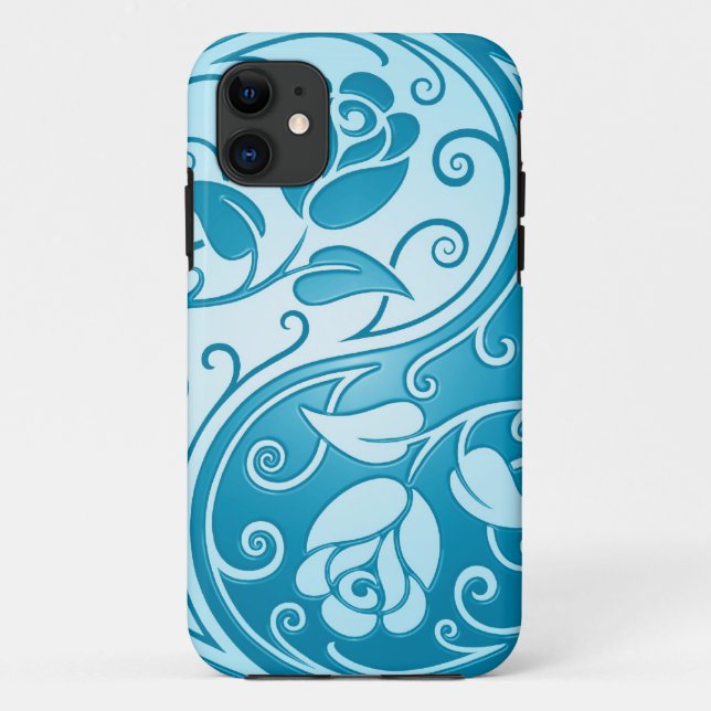 Yin Yang Roses, blue Case-Mate iPhone Case (Back)
