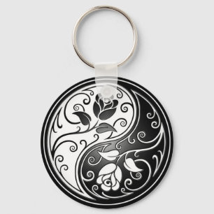 Yin Yang Roses Key Ring