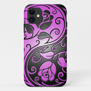 Yin Yang Roses, purple and black iPhone 11 Case
