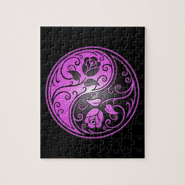 Yin Yang Roses, purple and black Jigsaw Puzzle (Vertical)