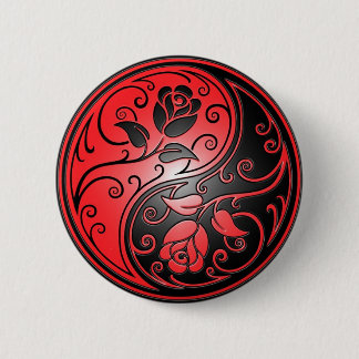 Yin Yang Roses, red and black 6 Cm Round Badge