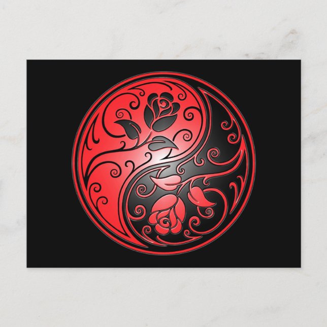 Yin Yang Roses, red and black Postcard (Front)