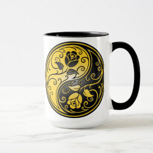 Yin Yang Roses, yellow and black Mug