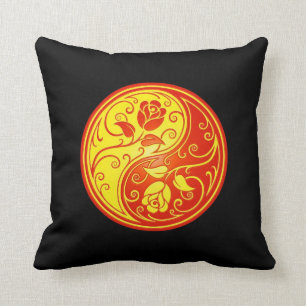 Yin Yang Roses, yellow and red Cushion