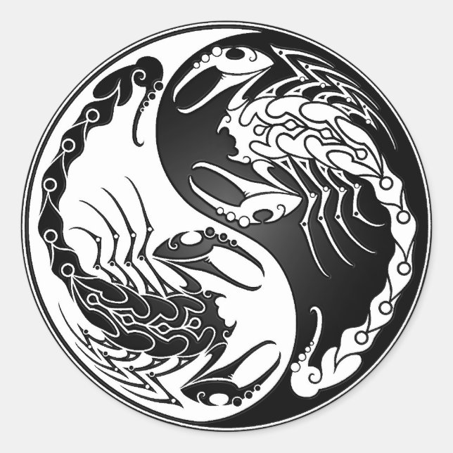Yin Yang Scorpions Classic Round Sticker (Front)