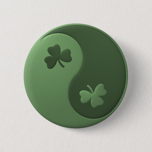 Yin Yang Shamrocks 6 Cm Round Badge (Front)