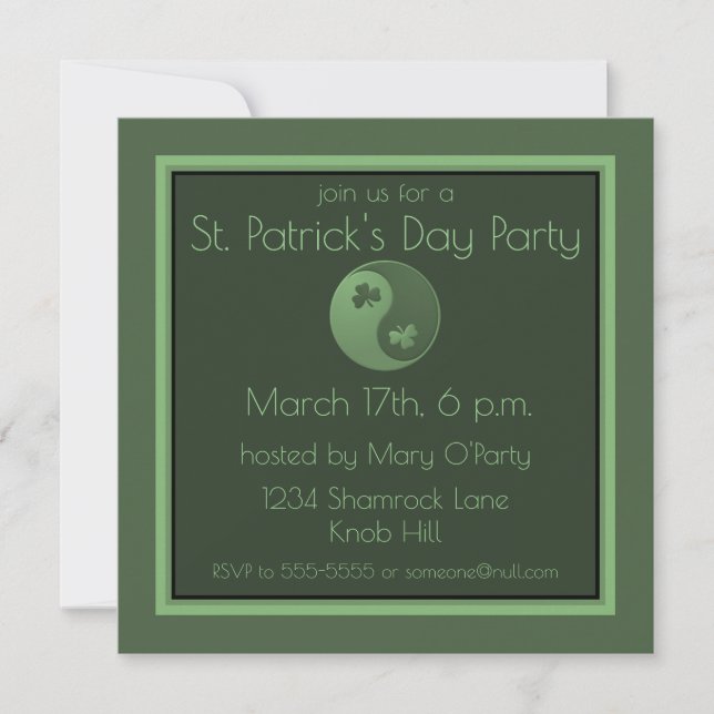 Yin Yang Shamrocks St. Patrick's Day Invitation (Front)