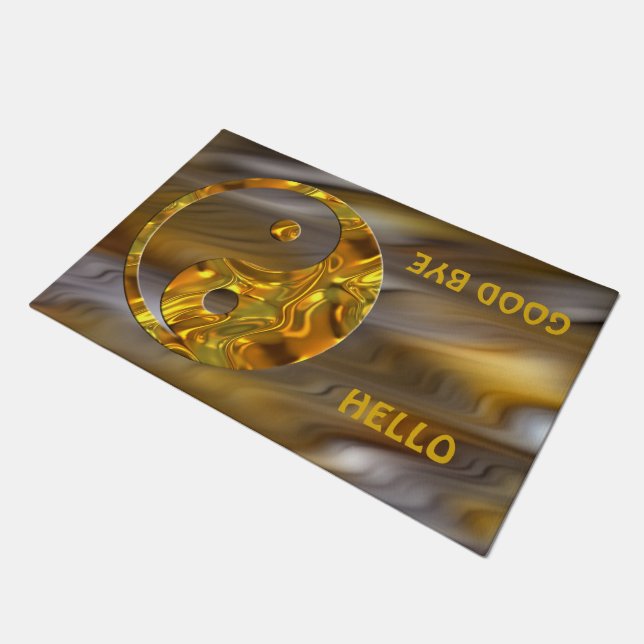 Yin & Yang Sign gold + your background & ideas Doormat (Angled)
